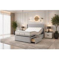PARADISE BEDS LTD Luxury Wing Back Electric Mobility Bed with Mattress & Headboard in Silver | Size: King