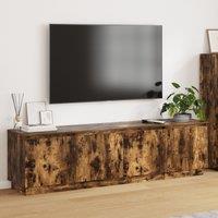 Berkfield Home TV Cabinet with LED Smoky Oak 180x38x49 cm Engineered Wood in Brown | Size: 180 x 38 x 49 cm