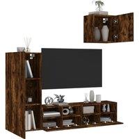 Berkfield Home 4 Piece TV Wall Units Smoked Oak Engineered Wood in Brown