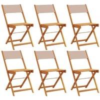 Berkfield Home Folding Garden Chairs 6 pcs Taupe Fabric & Solid Wood