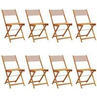 Berkfield Home Folding Garden Chairs 8 pcs Taupe Fabric & Solid Wood
