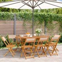 Berkfield Home Folding Garden Chairs 8 pcs Beige Fabric & Solid Wood