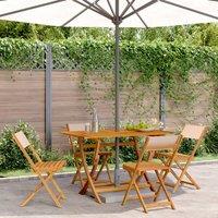 Berkfield Home Folding Garden Chairs 4 pcs Beige Fabric & Solid Wood