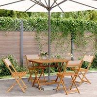 Berkfield Home 5 Piece Garden Dining Set Beige Fabric & Solid Wood