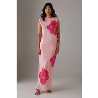 Warehouse Women's Placement Chiffon Asymmetric Top in Floral | Size: 6