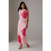 Warehouse Women's Placement Chiffon Bias Maxi Skirt in Floral | Size: 16