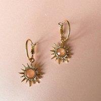 Luxe Tones Women's Solina Peach Gem Hoop Earrings