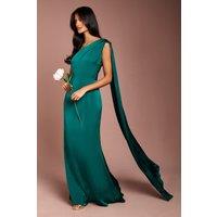Coast Women's Honoured Petite Drape One Shoulder Satin Maxi Bridesmaid Dress in Emerald | Size: 10