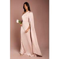 Coast Women's Honoured Petite Drape One Shoulder Satin Maxi Bridesmaid Dress in Mocha | Size: 10