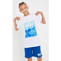 Beat Boyz Club Boy's 'Pool' Print Logo T-shirt in White | Size: 9-10 Years