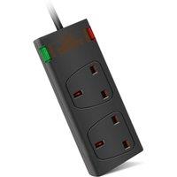 ExtraStar 2 Gang Surge-Protected Extension Lead 1M Black 13A