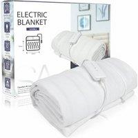 Tanness 135x65 cm Electric Heated Blanket with 3 Heat Settings - Single Size in White