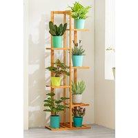 Living and Home 6-Tier Wooden Rustic Potted Vintage Plant Stand Rack Decorative Display Shelf in Brown