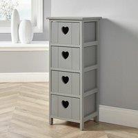 Home Source Wooden 3/4 Drawer Chest Storage Unit Organiser Love Hearts Fully Assembled in Grey