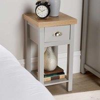 Home Source Avon 1 Drawer Slim Bedside Table Storage Unit 36mm Top in Grey