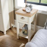Home Source Avon 1 Drawer Slim Bedside Table Storage Unit 36mm Top in Off-White