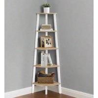 Modcraft White 5-Tier Corner Shelf - Industrial Style Ladder Display Unit for Living Room | Size: Large