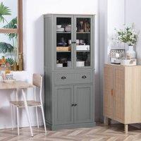 HOMCOM Tall Kitchen Cupboard, 5-tier Storage Cabinet with Adjustable Shelves in Grey