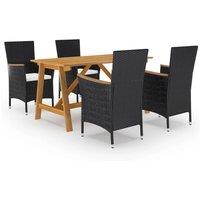 Berkfield Home 5 Piece Garden Dining Set with Cushions Black