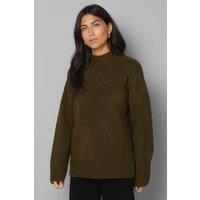 Wallis Women's Placement Cable Funnel Jumper in Olive | Size: Small