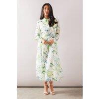 Wallis Women's Petite Fruit Print Organza Belted Shirt Dress in Green | Size: 12