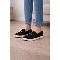 Truffle Collection Women's Loafers Casual Microfibre Slip On Almond Toe Shoes in Black | Size: 6