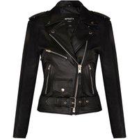 Infinity Leather Women's Cowhide Leather Biker Jacket-Mansfield in Black | Size: 12