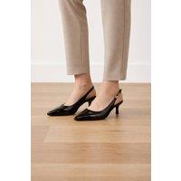 Truffle Collection Women's Heeled Slingback Buckle Polyurethane Kitten Heel Pointed Toe Shoes in Black | Size: 6