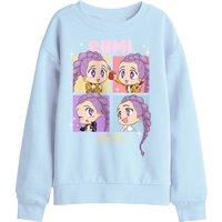 Netflix Kpop Demon Hunters Huntrix Rumi Chibi Boxes Kids Sweat, Light Blue | Size: 9-11 Years