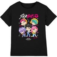 Netflix Kpop Demon Hunters Saja Boys Chibi Poster Kids T-Shirt, Black | Size: 5-6 Years