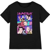 Netflix Kpop Demon Hunters Huntrix Neon Comic Anime Kids T-Shirt, Black | Size: 12-13 Years