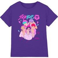 Netflix Kpop Demon Hunters Saja Boys Group Signatures Kids T-Shirt, Purple | Size: 5-6 Years