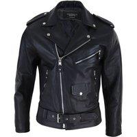 TruClothing Men's Cowhide Motorcycle Cross Zip Biker Jacket in Black | Size: 3XL