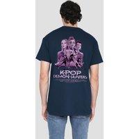 Netflix Kpop Demon Hunters Purple Huntrix Billboard Poster Back Tee, Navy | Size: XL