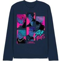 Netflix Kpop Demon Hunters Saja Boys Demons Long Sleeve T-Shirt, Navy | Size: Large