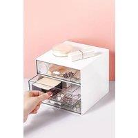 Living and Home Desk Organizer with Drawer Plastic Office Supplies Organiser For Office School Home in White