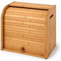 Oypla Double Layer Roll Top Bamboo Wooden Bread Bin in Light Brown