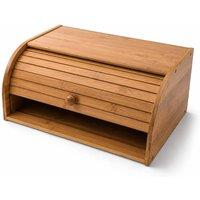 Oypla Roll Top Bamboo Wooden Bread Bin in Light Brown