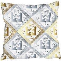 Benjamin Tate Design Cushions - Egyptian Hieroglyphs in Gold & Silver (Cushion)