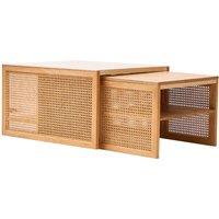 Nordlys Set of 2 Wooden Coffee Tables with Storage in Brown