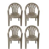 simpa Solana Plastic Patio & Garden Chairs - Set of 4 in Taupe