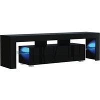 Mex Furniture LTD TV Unit with LED Lighting & Gloss Doors / 160cm in Black