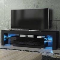 Mex Furniture LTD TV Unit Aria 160cm - Black with Gloss Doors & LED Lights