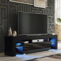 Creative Furniture Aria TV Unit 160cm - Black with Gloss Doors & LED Lights