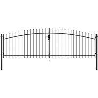 Berkfield Home Double Door Fence Gate with Spear Top 400x150 cm in Black