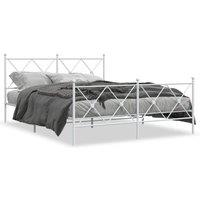 Berkfield Home Metal Bed Frame without Mattress with Footboard White 150x200cm | Size: 150x200 cm