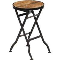 Berkfield Home Beautiful Desk with Folding Stool Solid Mango Wood 115x50x76 cm in Brown | Size: 115 x 50 x 76 cm
