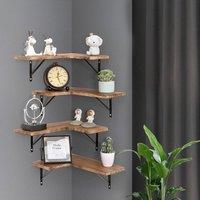 Levede 4PC Corner Floating Shelves Wooden L Shaped Wall Display Storage in Natural