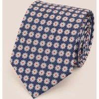 Oswin Hyde Men's Blue Yellow Geometric Print Silk Tie