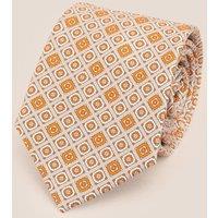 Oswin Hyde Men's Orange Motif Print Silk Tie